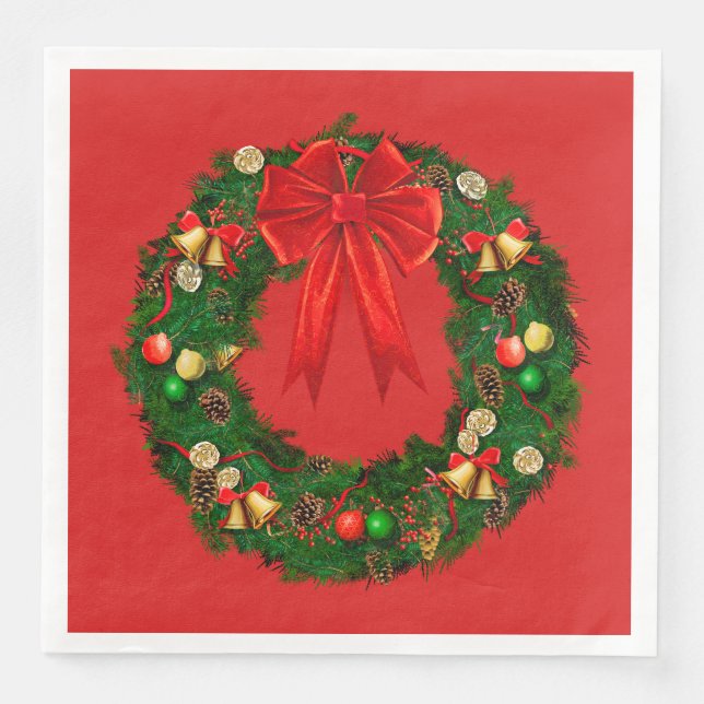 Serviettes Jetables Papier de couronne de Noël (Devant)