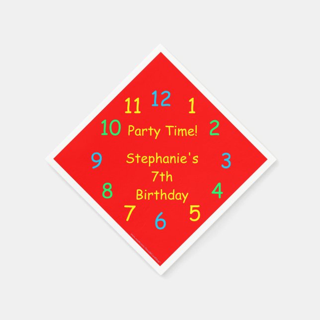 Serviettes Jetables Papier de fête, 7e anniversaire, rouge (Coin)