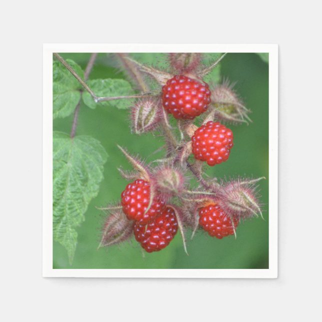 Serviettes Jetables Papier de framboises rouges Napkin (Devant)