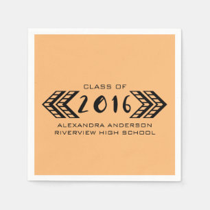 Serviettes Jetables Papier de Graduation Aztèque Tribal Noir serviette