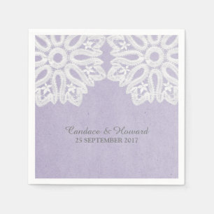 Serviettes Jetables Papier dentelle violet élégant