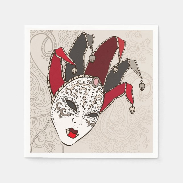 Serviettes Jetables Papier Mardi Gras Carnival (Devant)