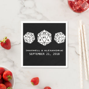 Serviettes Jetables Papier Mariage Ebony D20 Dice Gamer