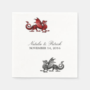 Serviettes Jetables Papier Mariage en argent rouge