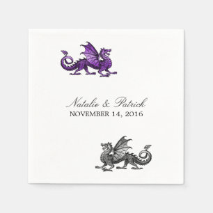 Serviettes Jetables Papier Mariage en argent violet