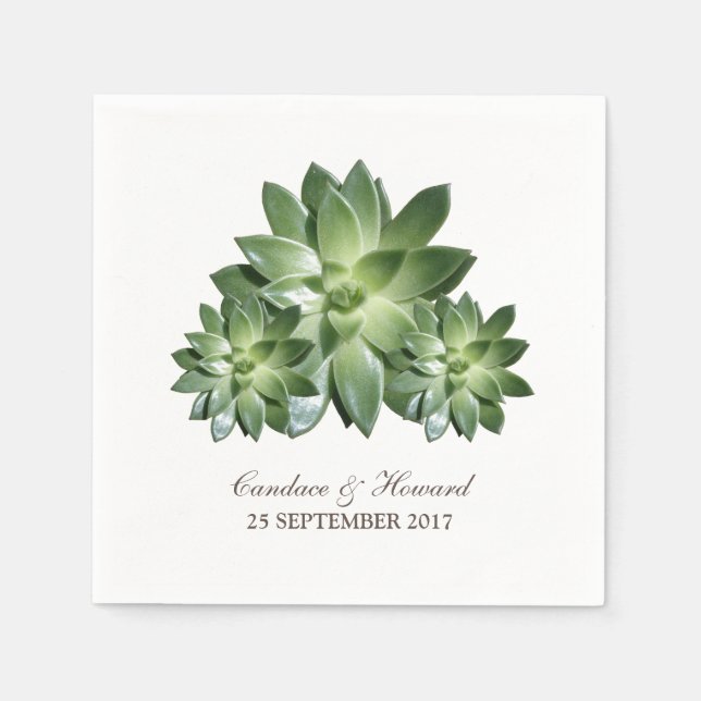 Serviettes Jetables Papier Mariage Succulent simple (Devant)