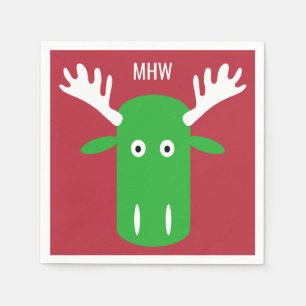 Serviettes Jetables Papier monogramme personnalisé Moose Head Pop Art