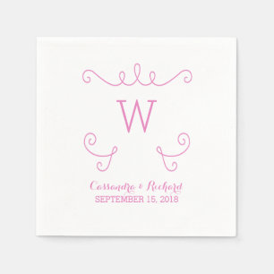 Serviettes Jetables Papier Monogramme rose Whimsical Flourdissant