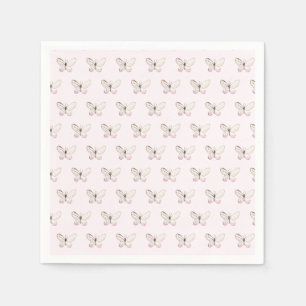 Serviettes Jetables Papier Motif à papillon rose pâle élégant Napk