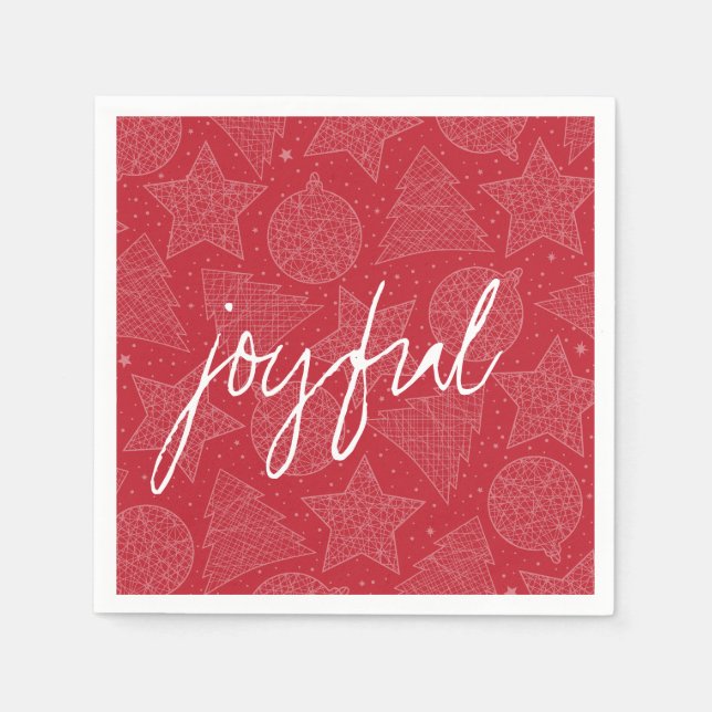 Serviettes Jetables Papier Motif de Noël rouge et blanc (Devant)