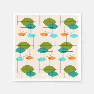Serviettes Jetables Papier Motif rétro atomique