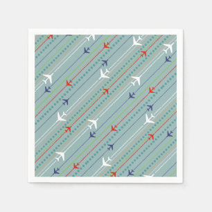 Serviettes Jetables Papier Motif Retro Avion