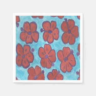 Serviettes Jetables Papier Motif rouge Hibiscus