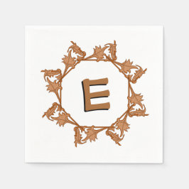 Serviettes Jetables Papier Napkin - Feuilles en cercle avec initial