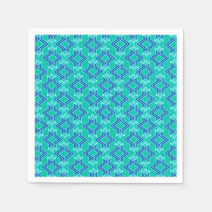 Serviettes Jetables Papier peint Art Déco, turquoise et cobalt