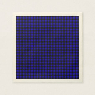 Serviettes Jetables Papier Plaid Buffalo Bleu