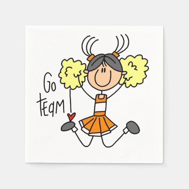 Serviettes Jetables Papier Pom-pom girl Orange Go Team (Devant)
