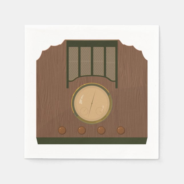 Serviettes Jetables Papier radio rétro en bois serviettes (Devant)