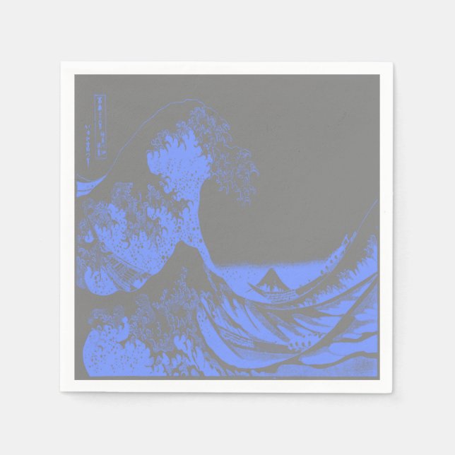 Serviettes Jetables Papier serviettes La Grande Vague Bleu & Gris (Devant)