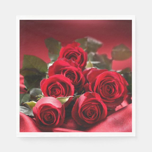 Serviettes Jetables Papier serviettes-Roses rouges (Devant)