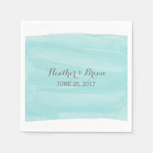 Serviettes Jetables Papier turquoise en aquarelle