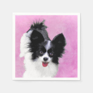Serviettes Jetables Papillon (blanc et noir) Peinture - Chien Art