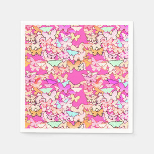 Serviettes Jetables Papillons, roses multiples et profondes