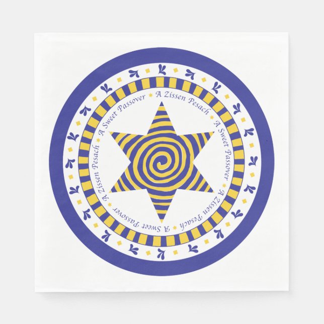 Serviettes Jetables Pâques Blancs Serviettes Standard "Bleu/Jaune Etoi (Devant)