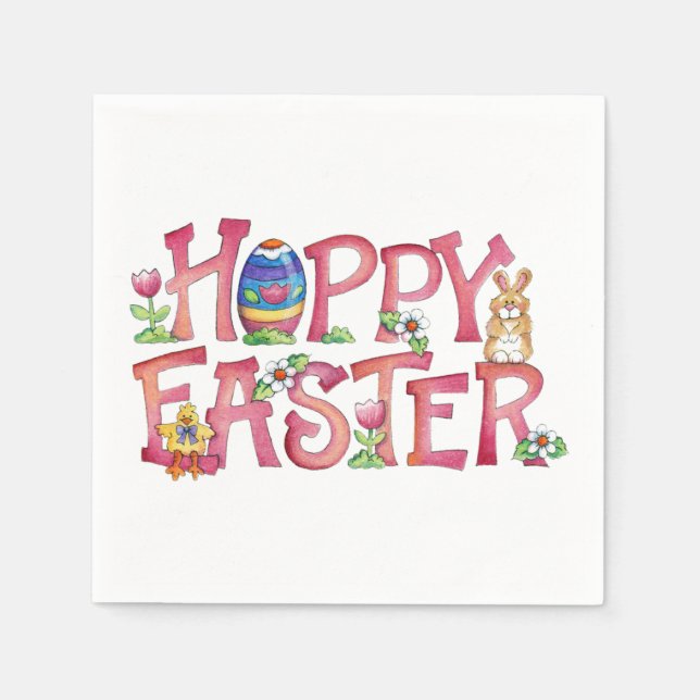 Serviettes Jetables Pâques Hoppy - Papier (Devant)