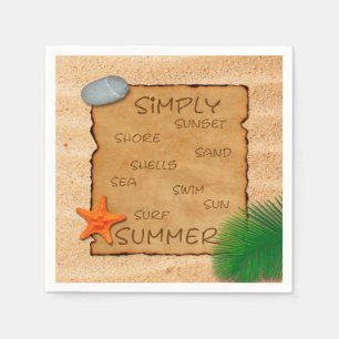 Serviettes Jetables Parchemin sur Arrière - plan de sable - Papier Nap