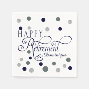 Serviettes Jetables Partie de retraite de marine et d'argent,