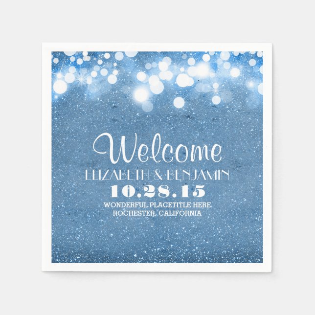 Serviettes Jetables parties scintillant bleue lumières mariage serviet (Devant)
