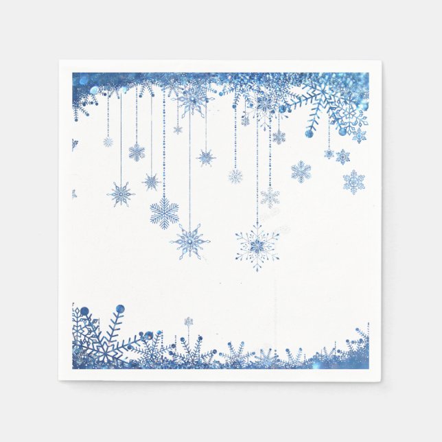 Serviettes Jetables Parties scintillant d'hiver Flammes de neige maria (Devant)