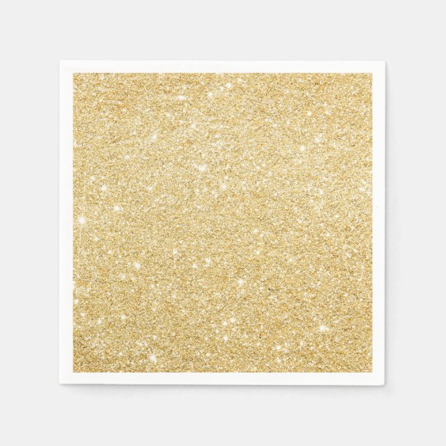Serviettes Jetables Parties scintillant d'or Faux moderne Papier Chic  (Devant)