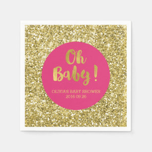 Serviettes Jetables Parties scintillant en or rose Confetti Oh Baby Ba