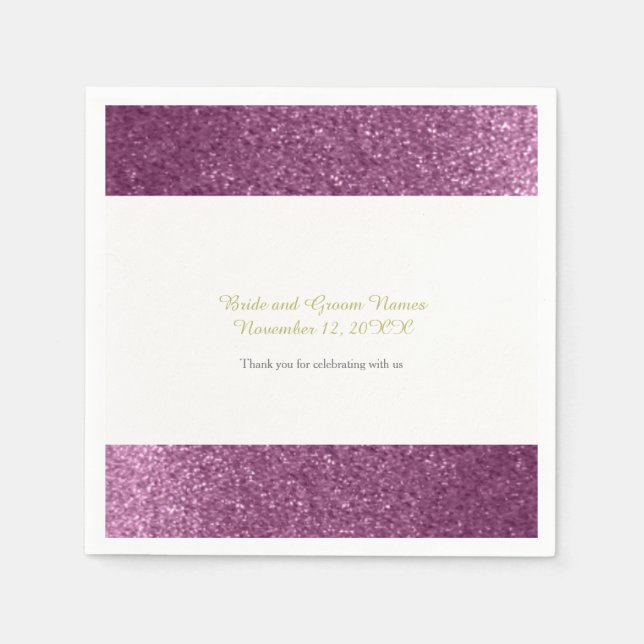 Serviettes Jetables Parties scintillant Faux Mariage violet (Devant)
