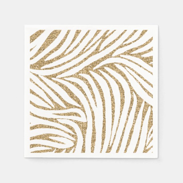 Serviettes Jetables Parties scintillant Gold Faux Zebra Print (Devant)
