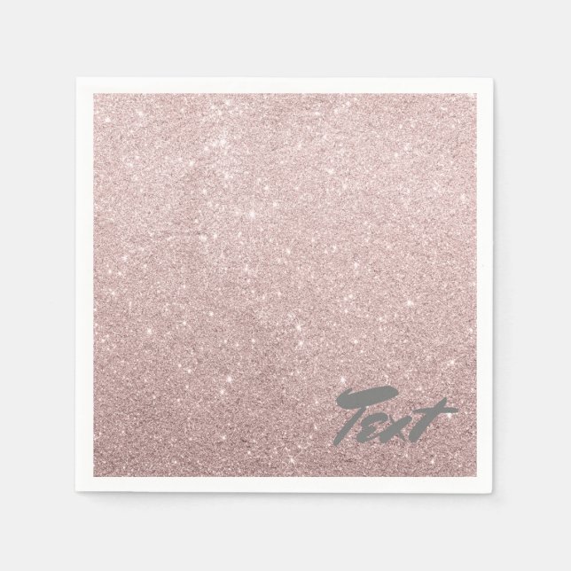 Serviettes Jetables parties scintillant rose en or (Devant)
