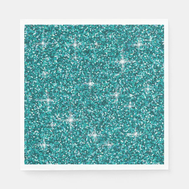 Serviettes Jetables parties scintillant turquoise irisée (Devant)