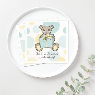 Serviettes Jetables Pastel Blue and Yellow Cute Teddy Bear