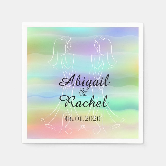 Serviettes Jetables Pastel Rainbow Brides Mariage Napkin (Devant)