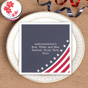 Serviettes Jetables Patriotique Pique-nique Personnalisé Rouge Blanc 