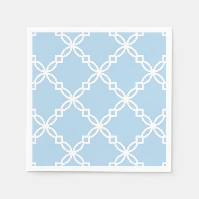 Serviettes Jetables Patters de Blue White Large Fancy Quatrefoil (Devant)