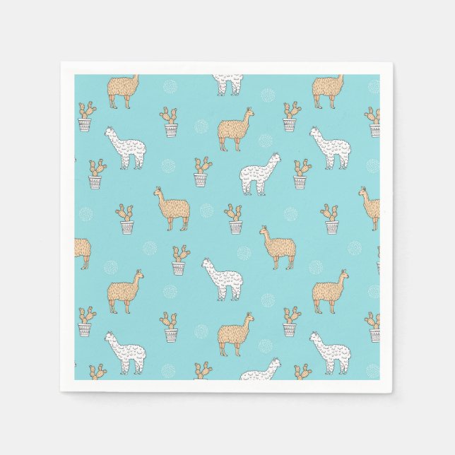 Serviettes Jetables Patters de Cute Alpaca Llama (Devant)