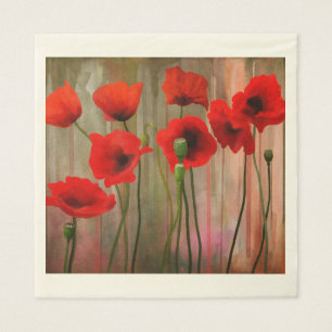 Serviettes Jetables Pavots d'aquarelle
