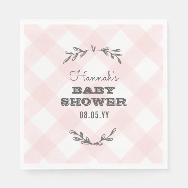 Serviettes Jetables Pays En vichy Baby shower (Devant)