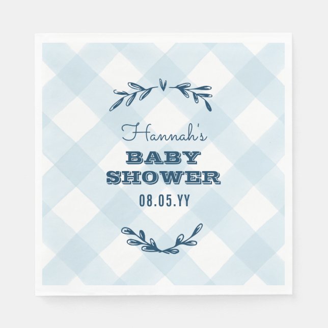Serviettes Jetables Pays En vichy Baby shower (Devant)