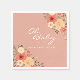 Serviettes Jetables Peach Floral Oh Baby shower moderne serviettes