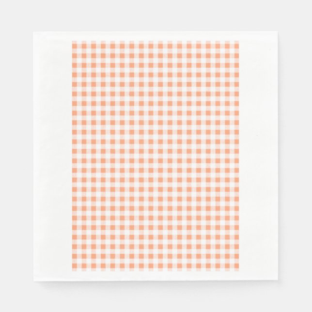 Serviettes Jetables Peach White En vichy Motif (Devant)