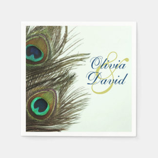 Serviettes Jetables Peacock Feather Bride et Mariage de chambre servie
